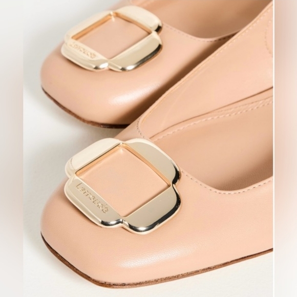 Larroude Slingback Block Heel Nude Leather Pumps Maria Tan Sz 7 - Picture 2 of 16